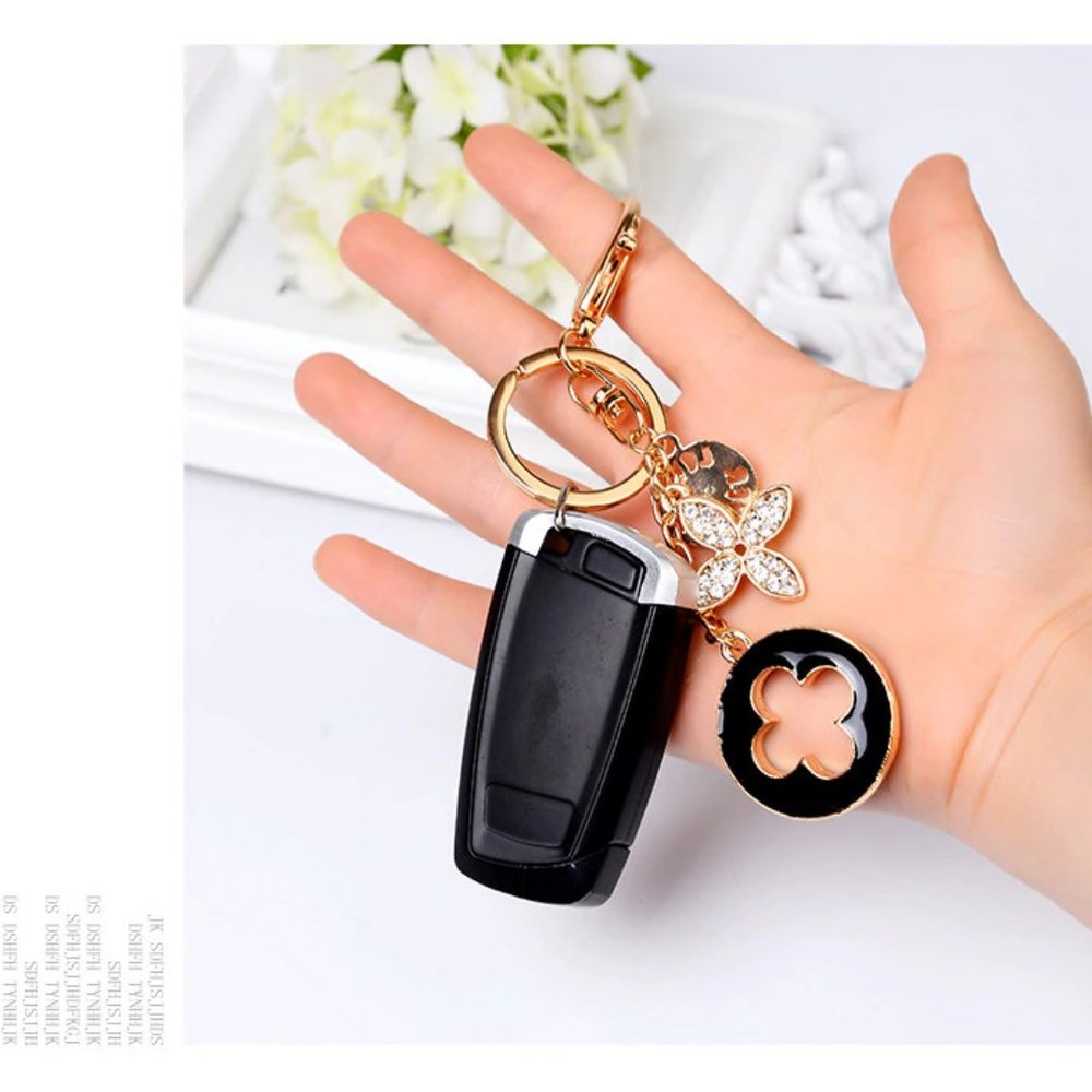 Louis Vuitton Style Enameled and Rhinestone Flower Charms Keychain/Bag Charm NWT - Picture 4 of 6
